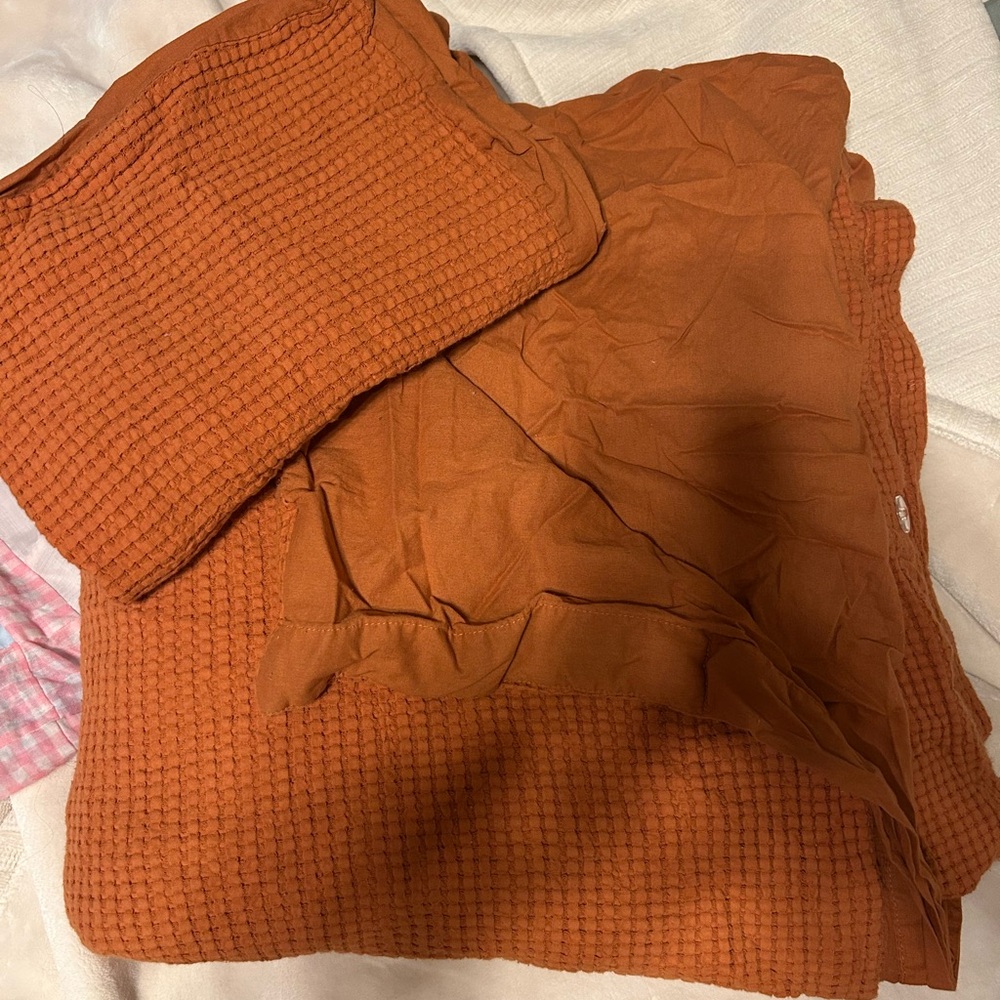 Burnt Orange Queen Duvet Cover with Two Pillow Cases